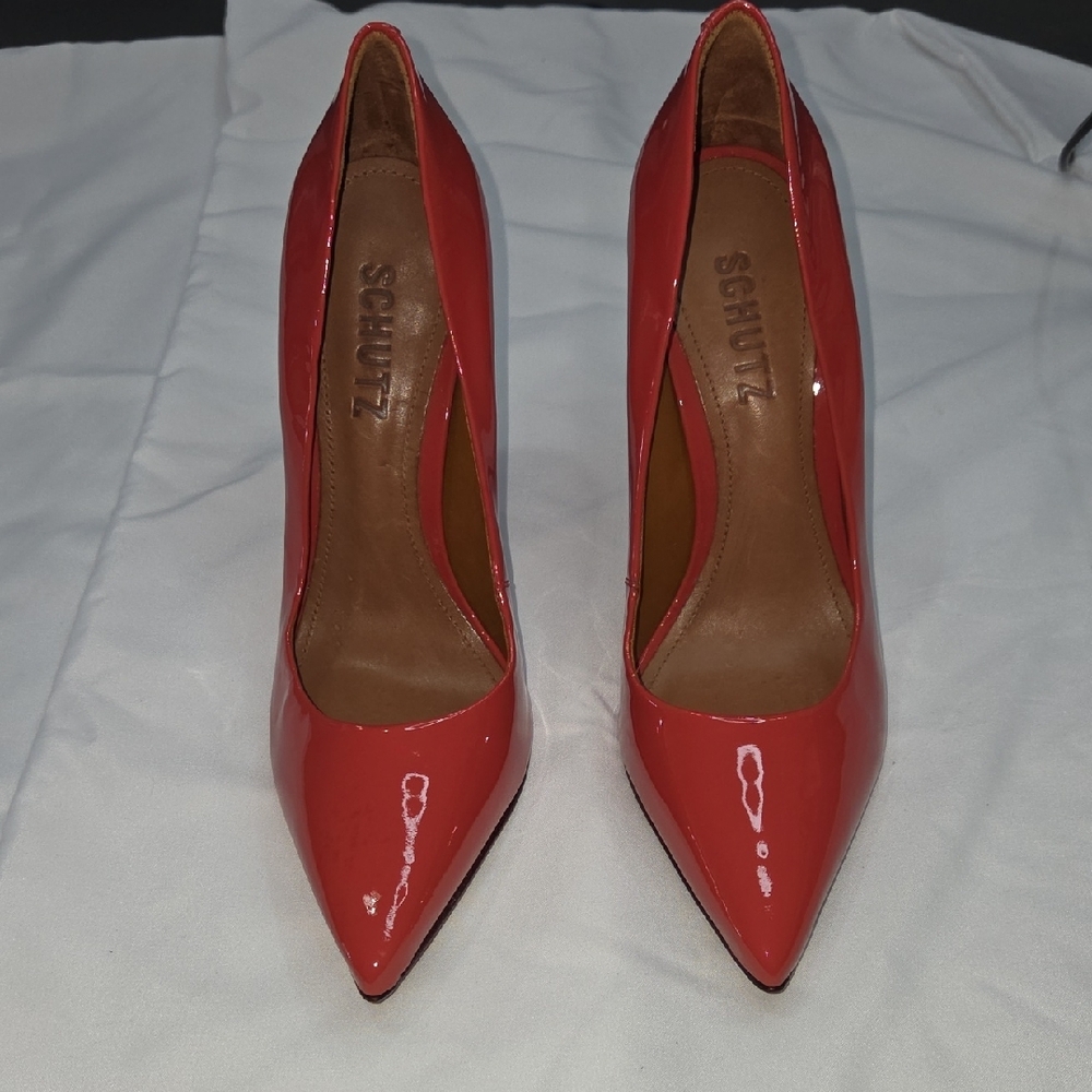 Schutz Red Patent Leather Women's Heels